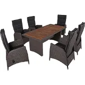 Garden Pleasure Garten-Essgruppe "BRAGA weidengrau Set 08", bunt (schwarz, braun, grau), Obermaterial: 100% Polyester, Sitzmöbel-Sets, Garten-Essgruppe