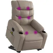 vidaXL Massagesessel mit Aufstehhilfe Elektrisch Cappuccino Kunstleder