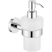 AVENARIUS BAD. FUNKTION. DESIGN. Serie 200 Seifenspender, mit Schallschutzring, Hochwertiger Spender mit Glas satiniert, Maße (B x H x T): 75 x 147 x 172 mm
