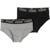 Puma Slip , Herren, Gr. M, grau (grau, schwarz), Obermaterial: 95% Baumwolle, 5% Elasthan, unifarben mit Farbeinsatz, körpernah, Unterhosen Slip, mit breitem Logobund, Topseller