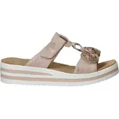 Rieker Pantolette Sommerschuh, Urlaubsschuh mit Glitzersteine, Metallic-Optik