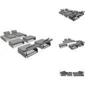 vidaXL 5-tlg. Garten-Lounge-Set mit Auflagen Poly Rattan Grau - Gartenmöbel-Sets