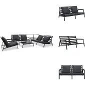 vidaXL 5-tlg. Garten-Lounge-Set mit Auflagen Aluminium Dunkelgrau - Gartenmöbel-Sets