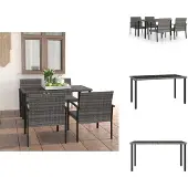vidaXL 5-tlg. Garten-Essgruppe Poly Rattan Grau - Gartenmöbel-Sets