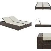 vidaXL Doppel-Sonnenliege Poly Rattan Braun - Gartenbetten