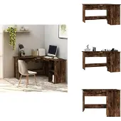 vidaXL Eckschreibtisch Räuchereiche 120x140x75 cm Holzwerkstoff - Schreibtische