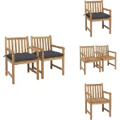 vidaXL Gartenstühle 2 Stk. mit Anthrazit Kissen Massivholz Teak - Gartenstühle