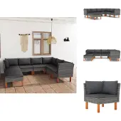 vidaXL 8-tlg. Garten-Lounge-Set mit Kissen Poly Rattan Grau - Gartenmöbel-Sets
