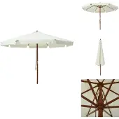 vidaXL Sonnenschirm mit Holzmast 330 cm Sandweiß - Sonnenschirme & Sonnenschutze