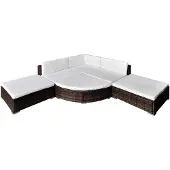 vidaXL 6-tlg. Garten-Lounge-Set mit Auflagen Poly Rattan Braun - Gartenmöbel-Sets