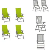 vidaXL Hochlehner Verstellbar 4 Stk. mit Auflagen Massivholz Akazie - Gartenstühle
