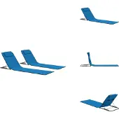 vidaXL Klappbare Strandmatte 2 Stk. Stahl und Stoff Blau - Sonnenliegen
