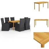 vidaXL 7-tlg. Garten-Essgruppe Schwarz - Gartenmöbel-Sets