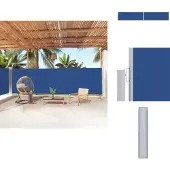 vidaXL Seitenmarkise Ausziehbar Blau 180x1000 cm - Sonnenschirme & Sonnenschutze