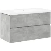 vidaXL 2-tlg. Badmöbel-Set Betongrau Holzwerkstoff