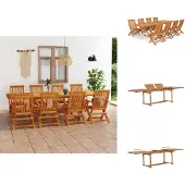 vidaXL 9-tlg. Garten-Essgruppe Teak Massivholz - Gartenmöbel-Sets