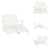 vidaXL 2-Sitzer Adirondack-Gartenbank mit Fußstütze Tannenholz Weiß - Gartenstühle