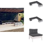 vidaXL 11-tlg. Garten-Lounge-Set mit Kissen Weiß Kiefernholz - Gartenmöbel-Sets