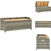 vidaXL Gartenbank mit Stauraum 120 cm Poly Rattan Grau - Gartenbänke