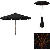 vidaXL Sonnenschirm mit Holzmast 330 cm Schwarz - Sonnenschirme & Sonnenschutze
