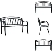 vidaXL Gartenbank 125 cm Schwarz Stahl - Gartenbänke