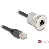 DeLOCK RJ45 Einbaubuchse mit Kabelpeitsche Cat.5e STP M25 30cm