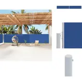 vidaXL Seitenmarkise Ausziehbar Blau 160x1200 cm - Sonnenschirme & Sonnenschutze