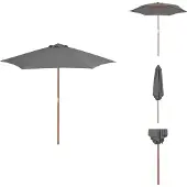 vidaXL Sonnenschirm mit Holz-Mast 270 cm Anthrazit - Sonnenschirme & Sonnenschutze