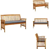 vidaXL Gartenbank mit Kissen 147 cm Massivholz Akazie - Gartenbänke