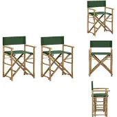 vidaXL Klappbare Regiestühle 2 Stk. Grün Bambus und Stoff - Gartenstühle