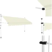 vidaXL Einziehbare Markise Handbetrieben 400 cm Cremeweiß - Markisen
