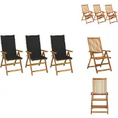 vidaXL Klappbare Gartenstühle 3 Stk. mit Auflagen Massivholz Akazie - Gartenstühle