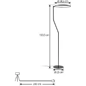LINDBY LED-Stehleuchte Rayon, schwarz, Metall, Höhe 150,3 cm