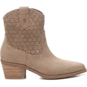 Xti für Damen. 14388503-TAUPE Lederstiefeletten 143885 taupe (37), 5 bis 8 cm, Reißverschluss, Lässig