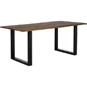 SalesFever Baumkante-Esstisch 140x80cm aus Akazie | Platte 26mm Osmo Hartwachs-Öl Nussbaumfarbig behandelt | B140xT80xH75cm | Gestell Stahl schwarz
