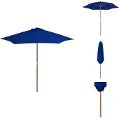 vidaXL Sonnenschirm mit Holzmast Blau 270 cm - Sonnenschirme & Sonnenschutze