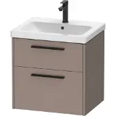Duravit D-Code Waschtischunterbau wandhängend, 1 Auszug, 1 Schubkästen, 584x460mm, Siphonausschnitt, mit Griff, DC46700BD430000, Farbe: Korpus Basalt Matt, Griff Diamantschwarz Matt