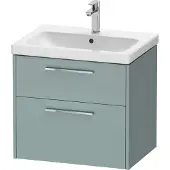 Duravit D-Code Waschtischunterbau wandhängend, 1 Auszug, 1 Schubkästen, 634x460mm, Siphonausschnitt, mit Griff, DC4671010HG0000, Farbe: Korpus Fjordgrün Matt, Griff Chrom Hochglanz