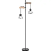 Globo Stehleuchte Mina, schwarz/braun, Höhe 168 cm, Metall/Holz