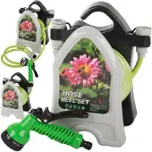 VERK 24554 Gartenschlauch mit Aufrollvorrichtung, 10 m, grün