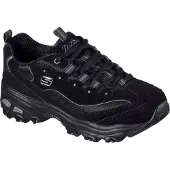 SKECHERS für Damen. 11930 D'Lites-Biggest Fan Leder Turnschuhe schwarz (39), 3 bis 5 cm, Schnürsenkel, Lässig