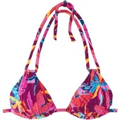 Buffalo Triangel-Bikini-Top "Soleil", Damen, Gr. 42, Cup C/D, bunt (berry bedruckt), Recycling-Polyamid, bedruckt, floral, Bikini-Oberteile Triangel-Bikini-Top, mit leichter Wattierung