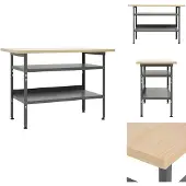 The Living Store Werkbank Grau 120×60×85 cm Stahl