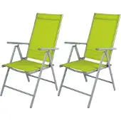 Mojawo 2 Stück Garten Klappstuhl Aluminium - Textilen Silbergrau/Lime