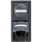 Kopp 130815000 BLUE ELECTRIC - Aus-/Wechselschalter-Steckdosenkombination, Farbe: anthrazit