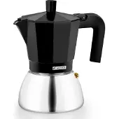 Monix M863009, Mokka-Kanne, 0,47 l, Schwarz, Aluminium, Edelstahl, 9 Tassen, Aluminium