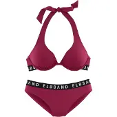 Elbsand Bügel-Bikini , Damen, Gr. 42, Cup C, pink (beere), Recycling-Polyamid, unifarben mit Farbeinsatz, Bikini-Sets Bügel-Bikini, mit Markenschriftzügen in Kontrastfarbe