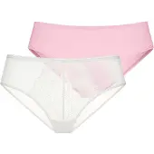 Dorina Hipster "Norissa", Damen, Gr. L, ivory, pink, Microfaser, Obermaterial: 92% Polyamid, 8% Elasthan, körpernah, Unterhosen Hipster, Florale Spitzendetails