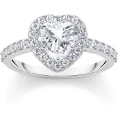 Thomas Sabo Fingerring "Schmuck Silber 925 Ring Halo in Herzform" Gr. 56, silber (silberfarben, kristallweiß), Fingerringe, Damen, 56, Silber 925 (recycelt), 2mm, Fingerring, mit Zirkonia (synth.)