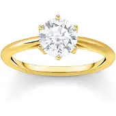 Thomas Sabo Fingerring "Schmuck Silber 925 Ring Solitär" Gr. 56, gold (gelbgoldfarben, kristallweiß), Fingerringe, Damen, 56, Silber 925 (recycelt), 2mm, Fingerring, mit Zirkonia (synth.)